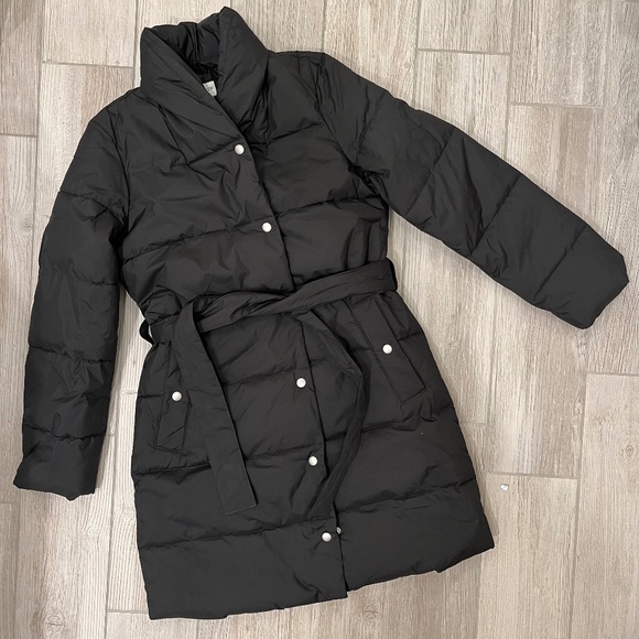 J. Crew Factory Jackets & Blazers - J Crew Factory Belted Puffer Coat Black Size XS New With Tags